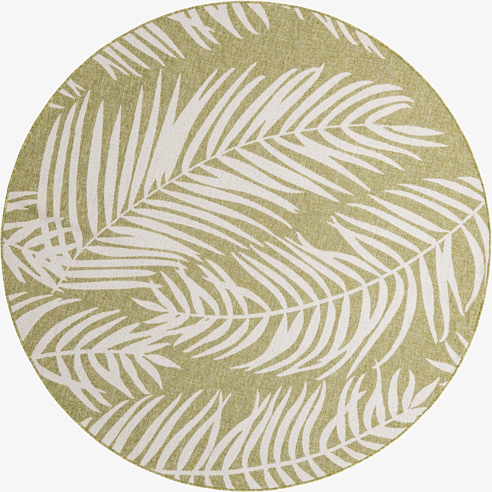  7' 10 x 7' 10  Washable Botanical Indoor / Outdoor Round Rug