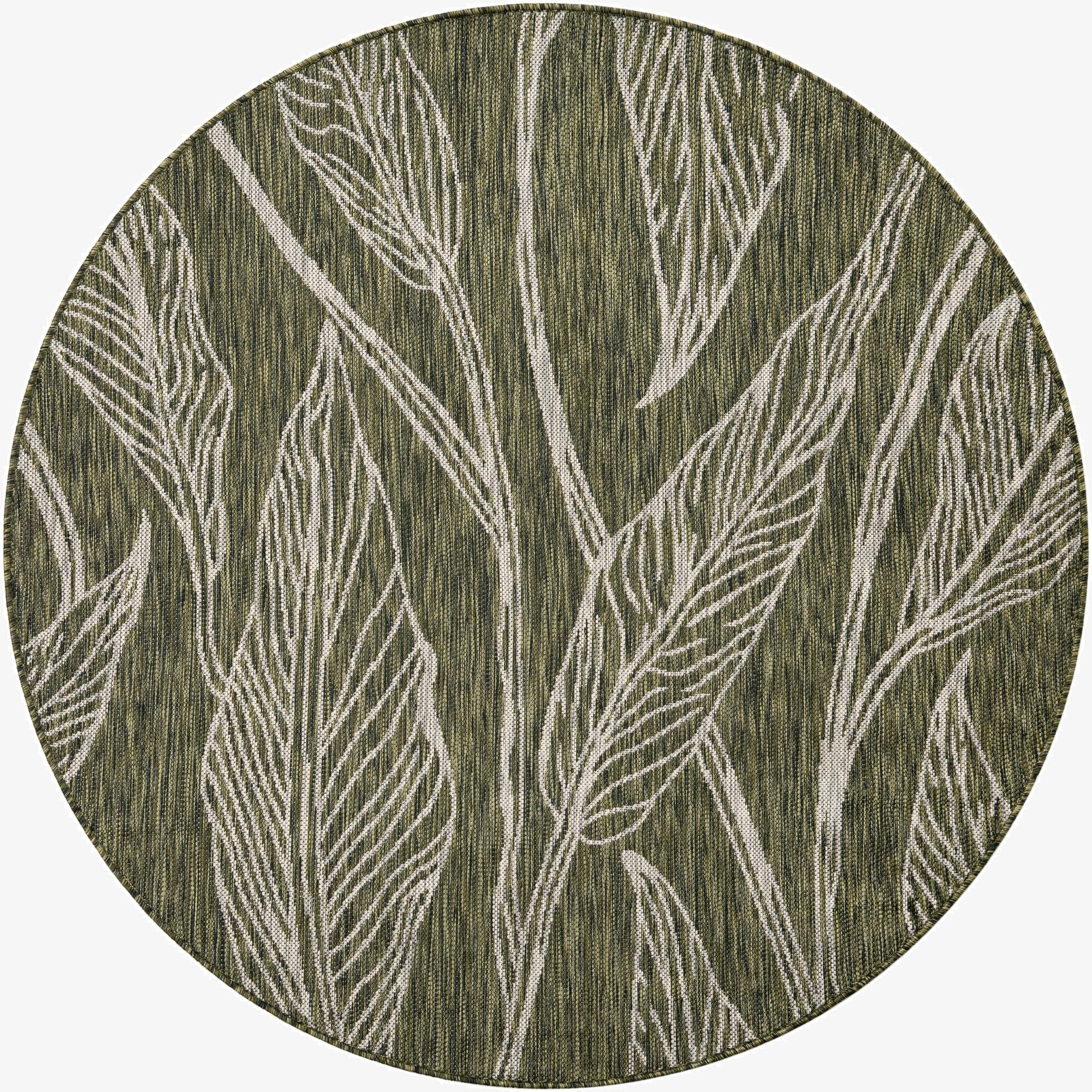  5' 3 x 5' 3  Washable Botanical Indoor / Outdoor Round Rug