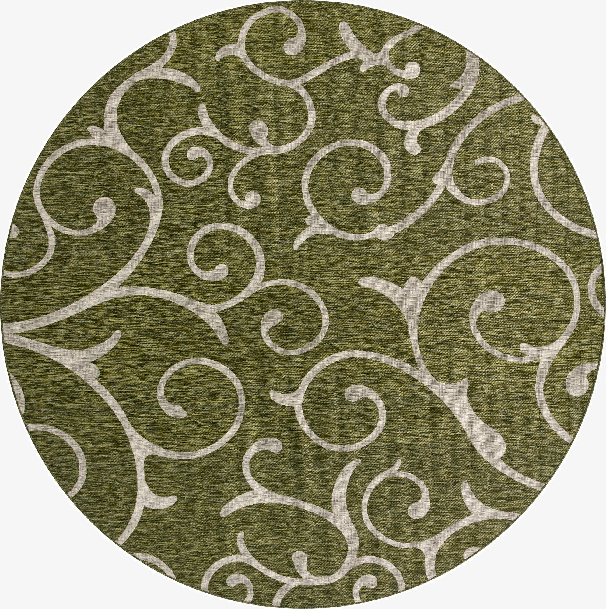  13' x 13'  Washable Botanical Indoor / Outdoor Round Rug