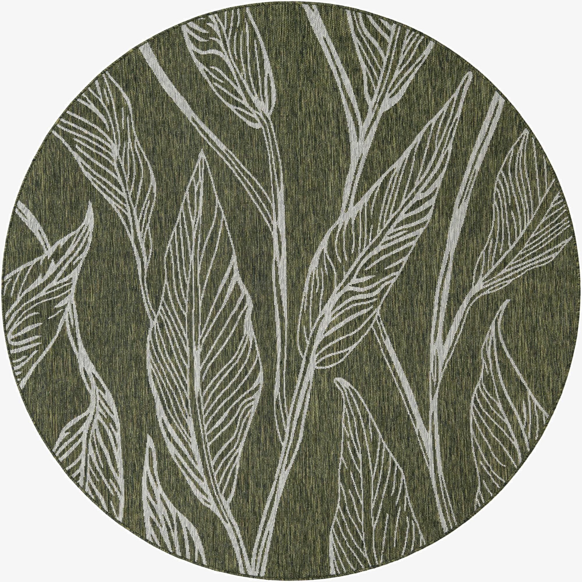  7' 10 x 7' 10  Washable Botanical Indoor / Outdoor Round Rug