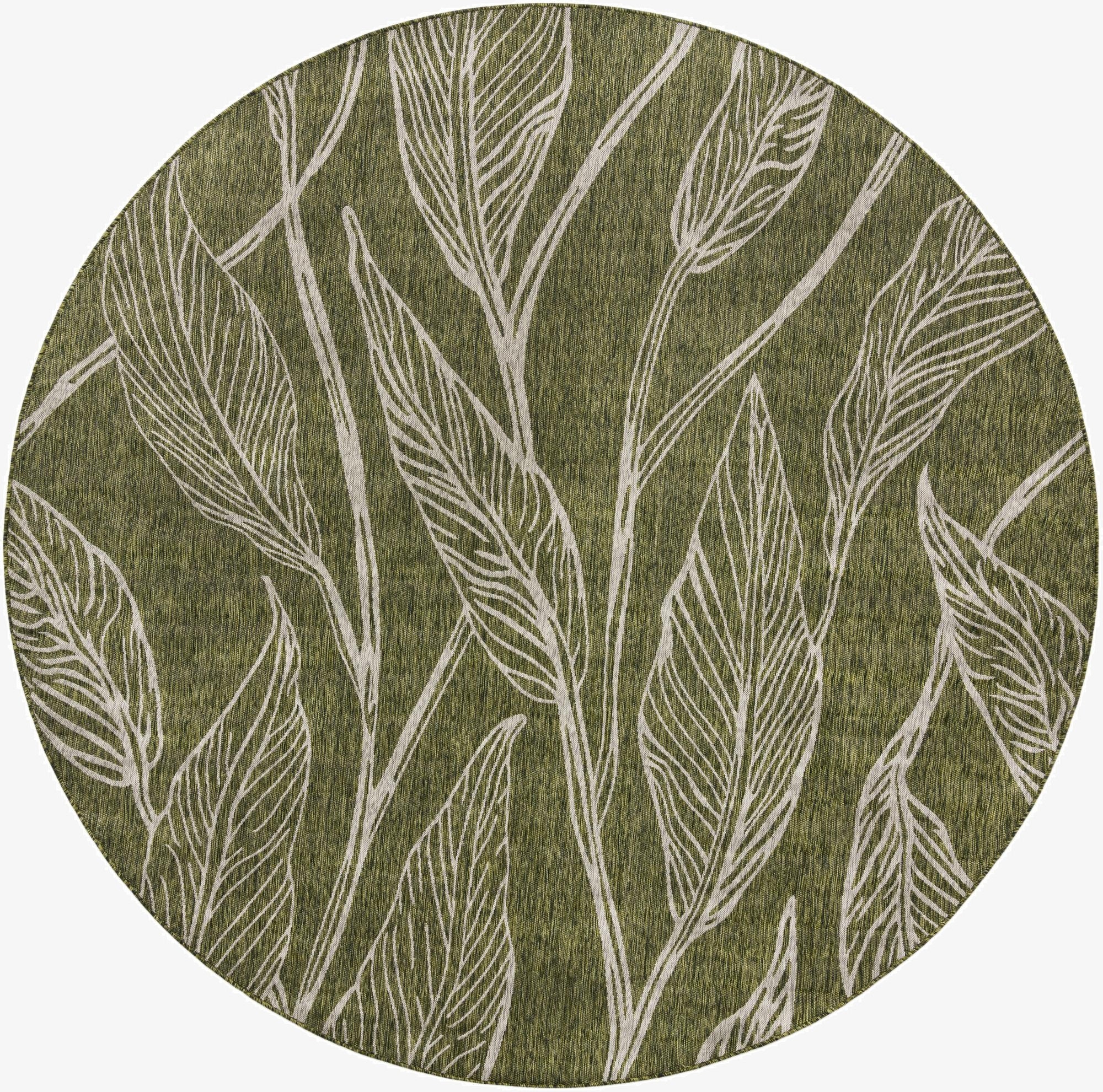  10' 8 x 10' 8  Washable Botanical Indoor / Outdoor Round Rug