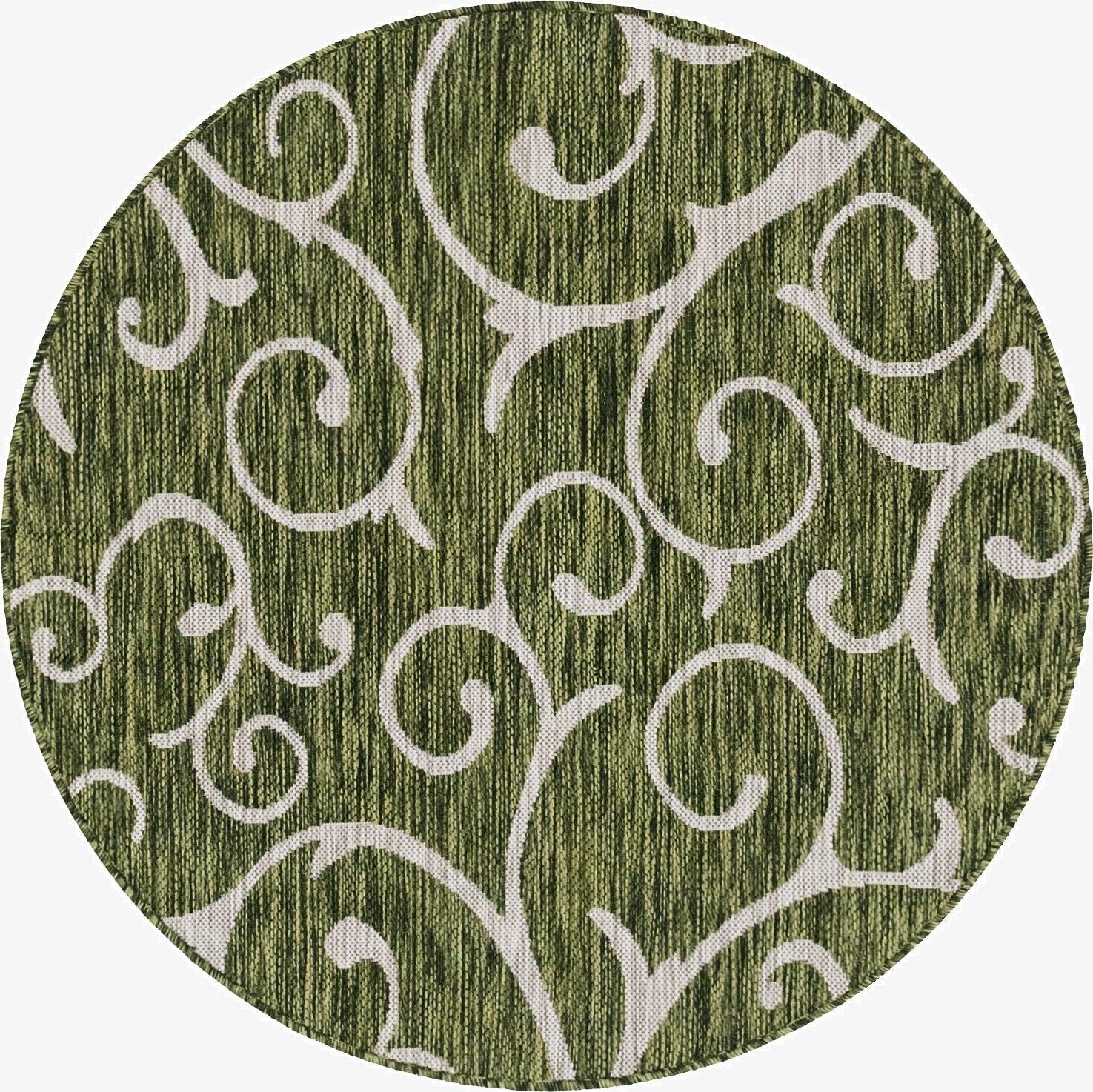  4' x 4'  Washable Botanical Indoor / Outdoor Round Rug