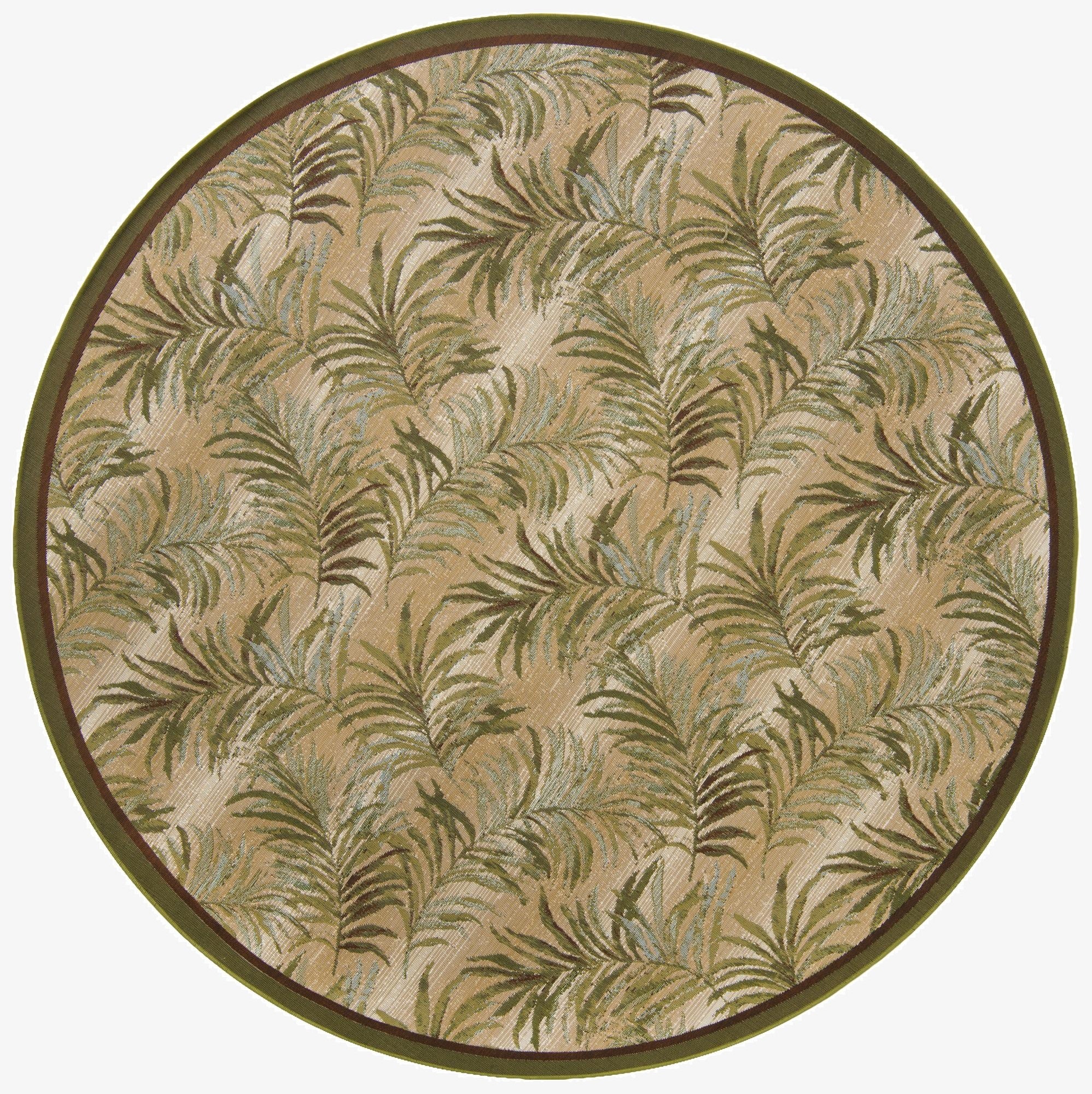  7' 10 x 7' 10  Washable Botanical Indoor / Outdoor Round Rug