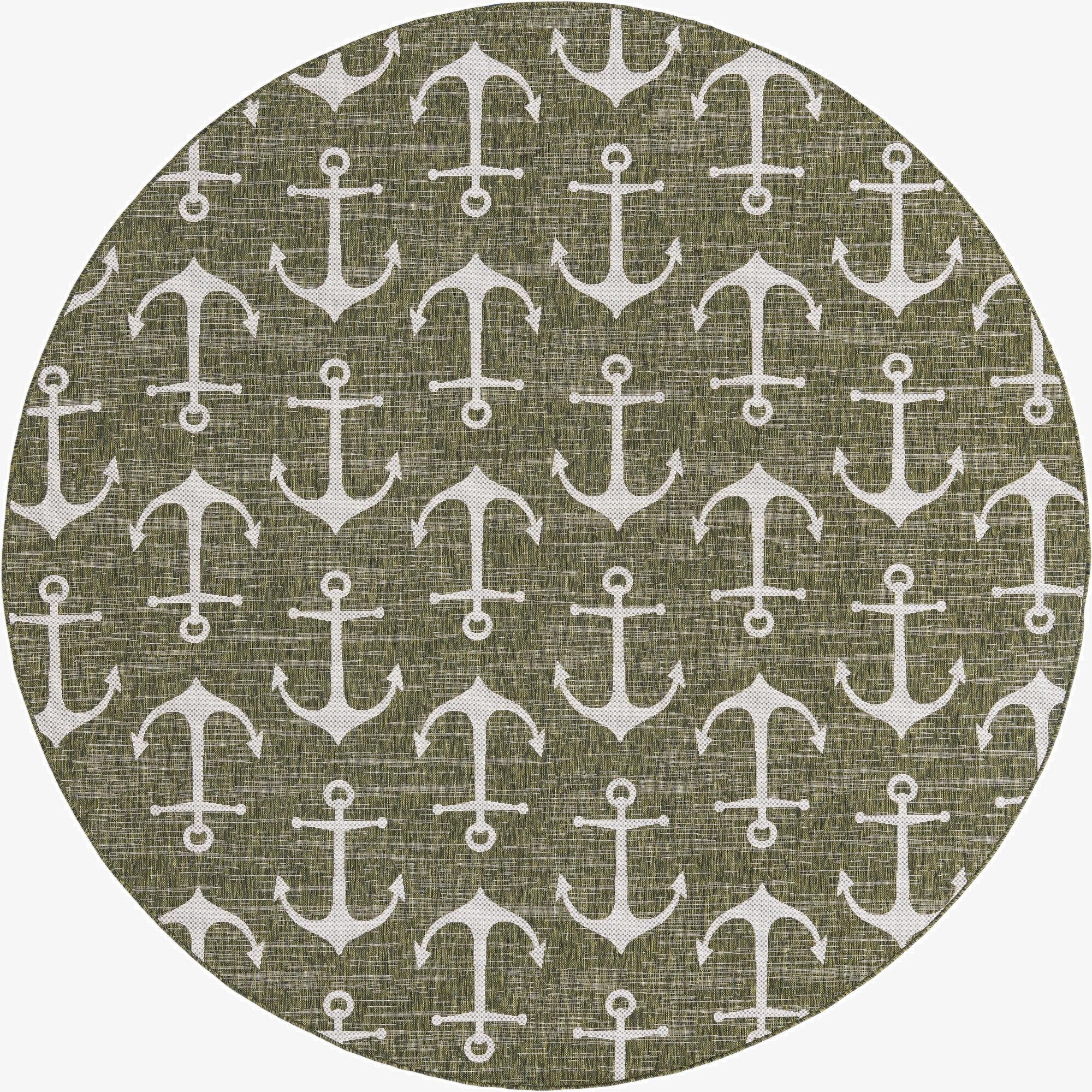  10' x 10'  Washable Coastal Indoor / Outdoor Round Rug