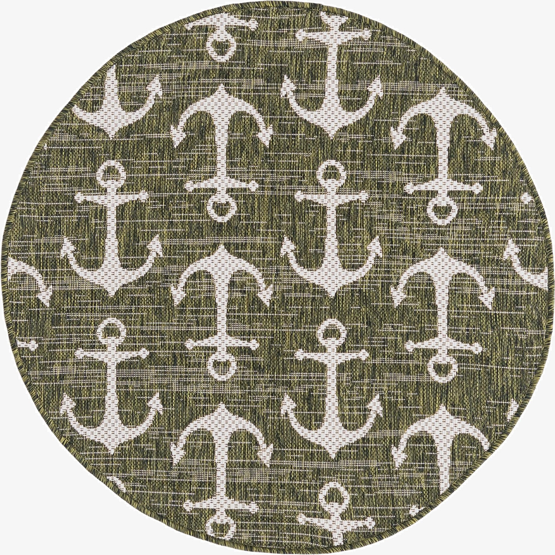  3' x 3'  Washable Coastal Indoor / Outdoor Round Rug