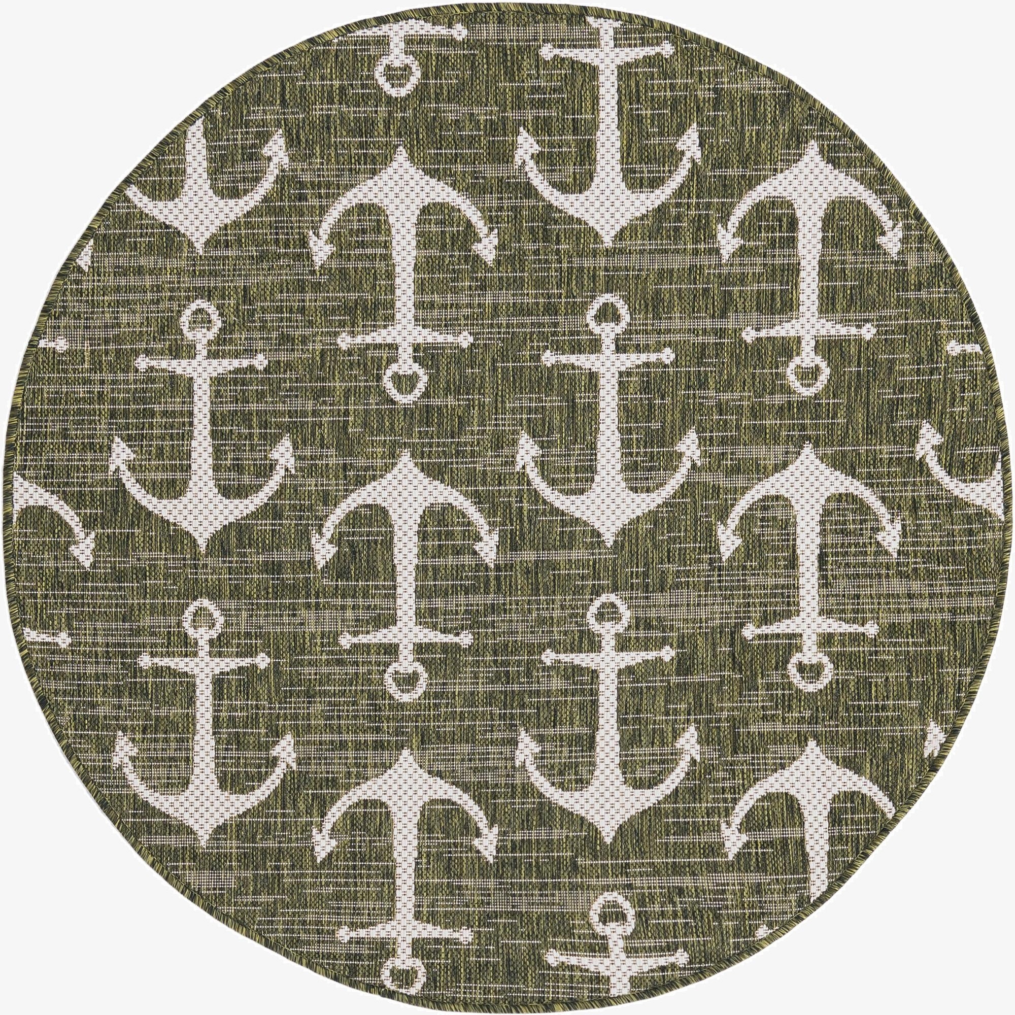  4' x 4'  Washable Coastal Indoor / Outdoor Round Rug