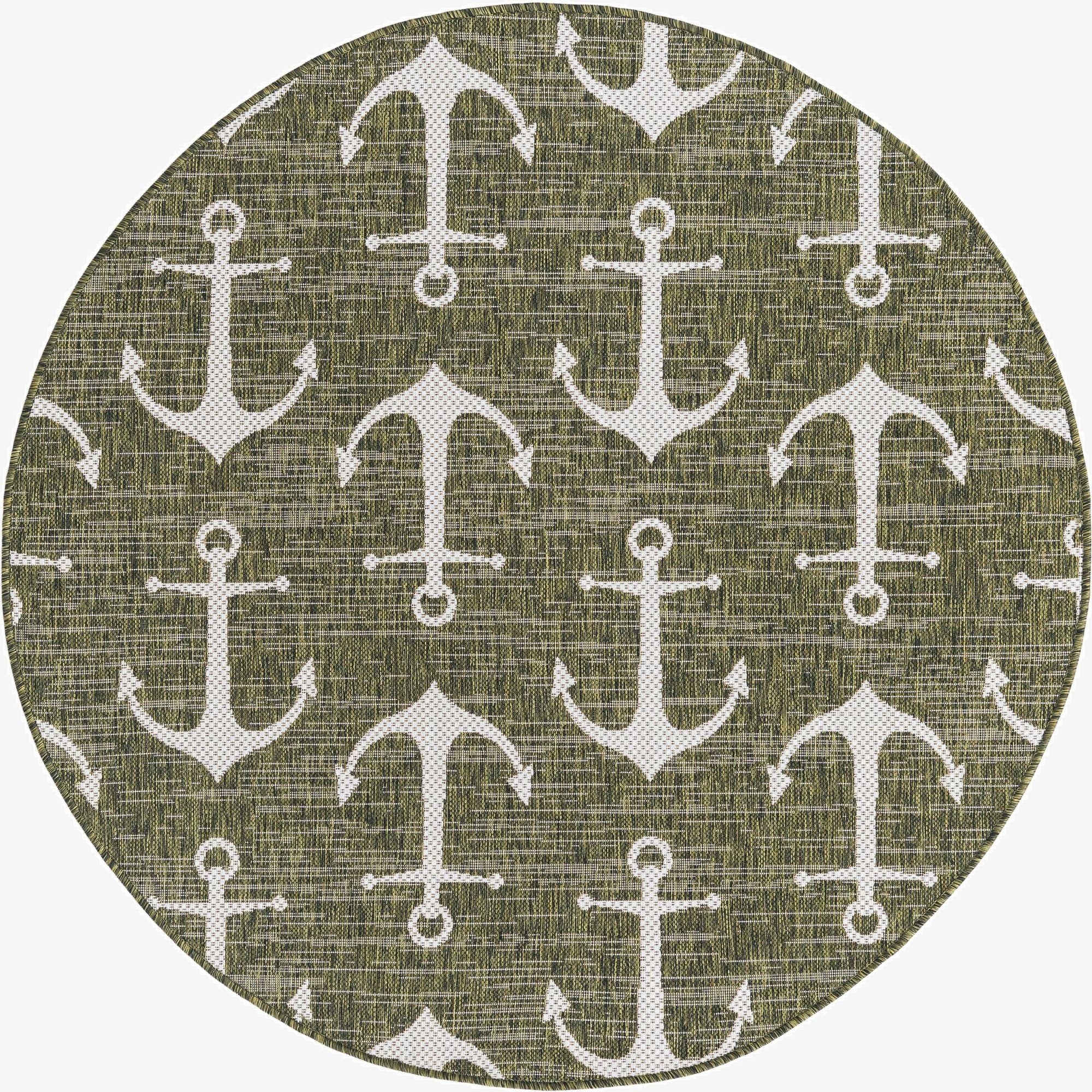  5' 3 x 5' 3  Washable Coastal Indoor / Outdoor Round Rug
