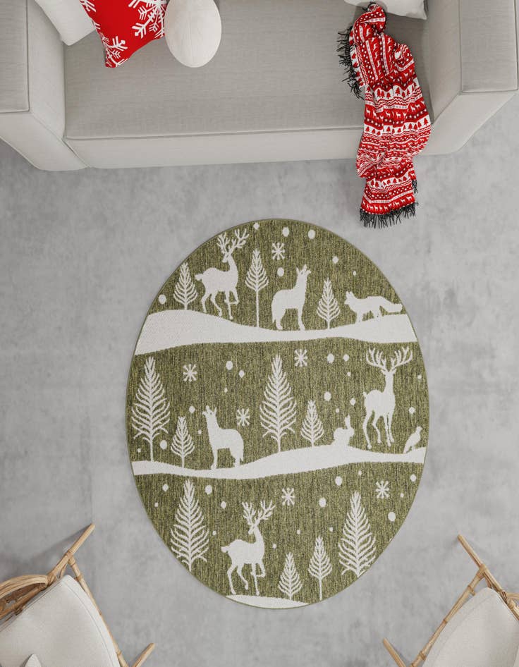 Detail image of  3' x 3'  Washable Holiday Indoor / Outdoor Round Rug