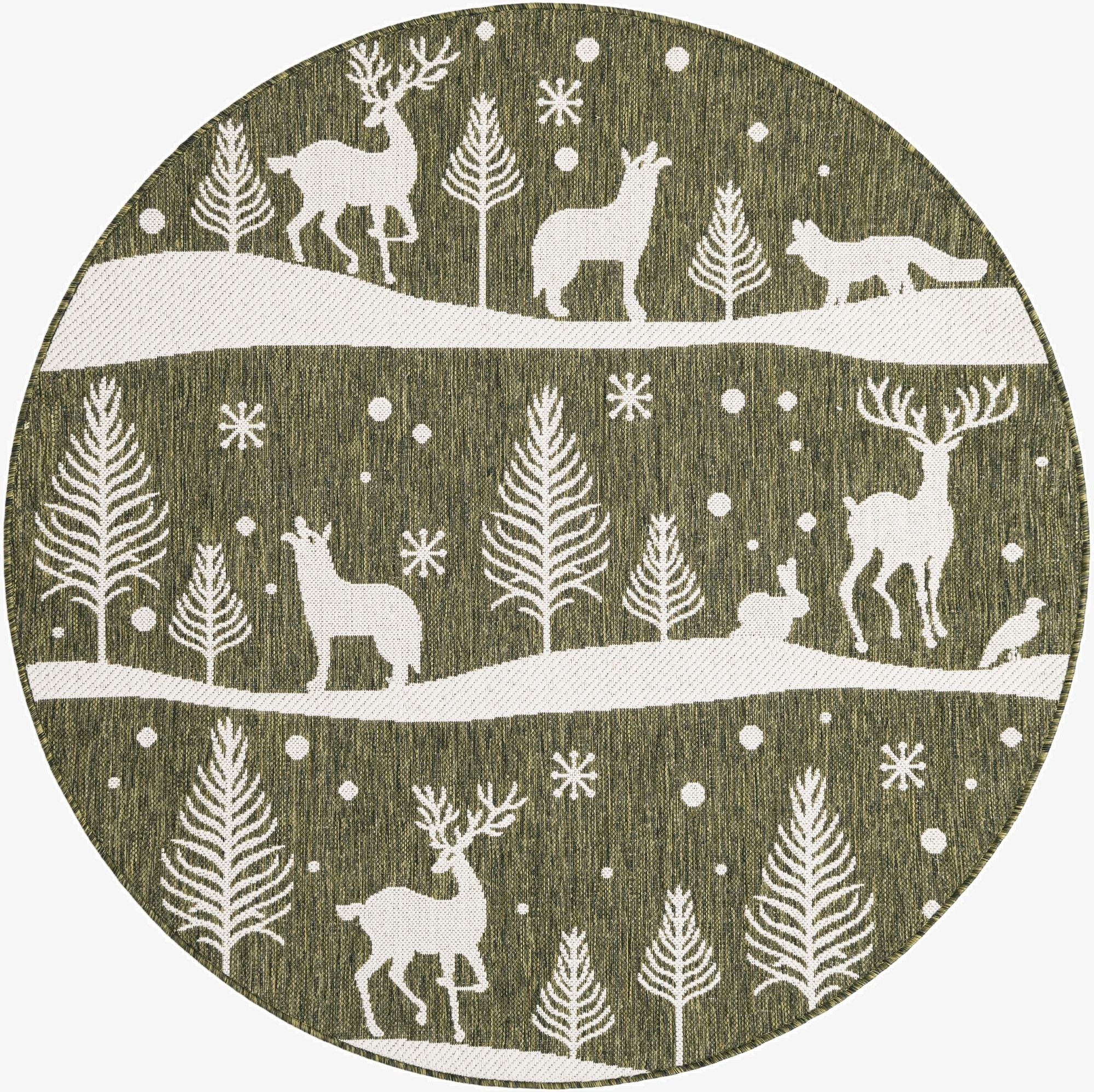  5' 3 x 5' 3  Washable Holiday Indoor / Outdoor Round Rug