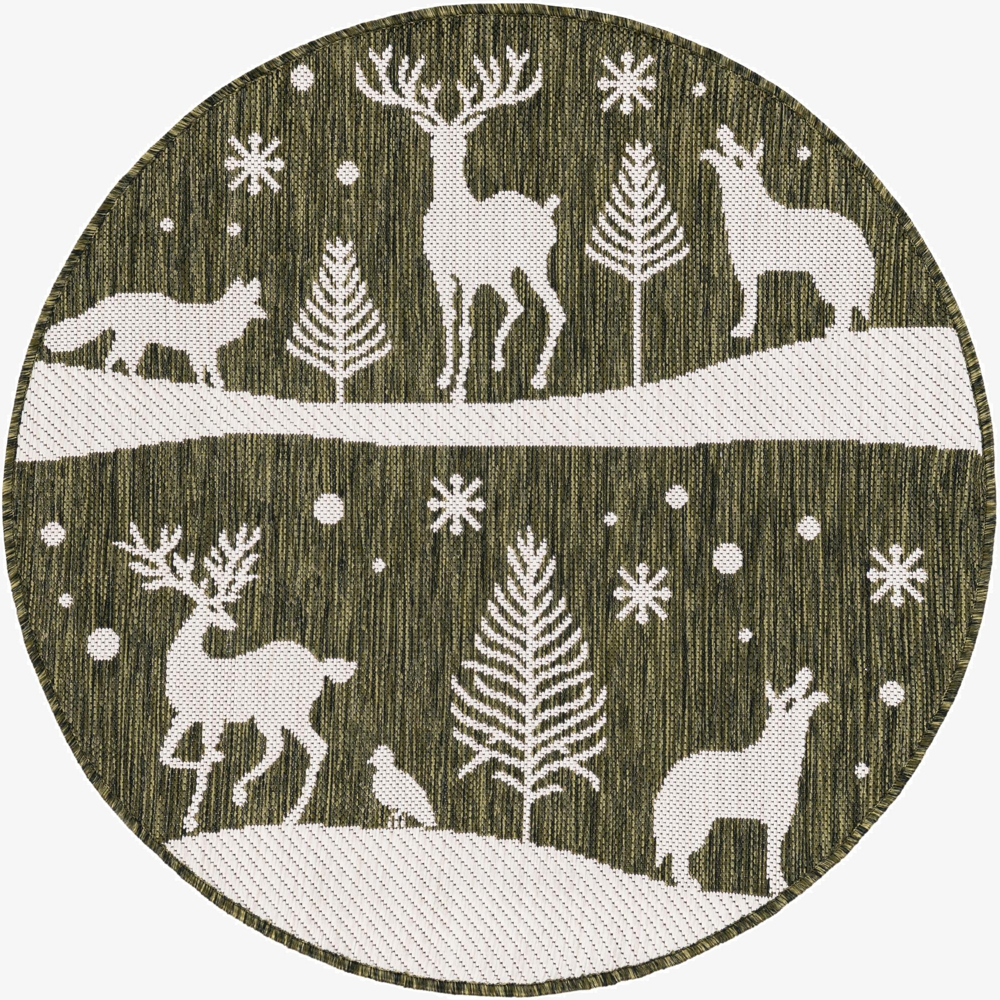  3' x 3'  Washable Holiday Indoor / Outdoor Round Rug