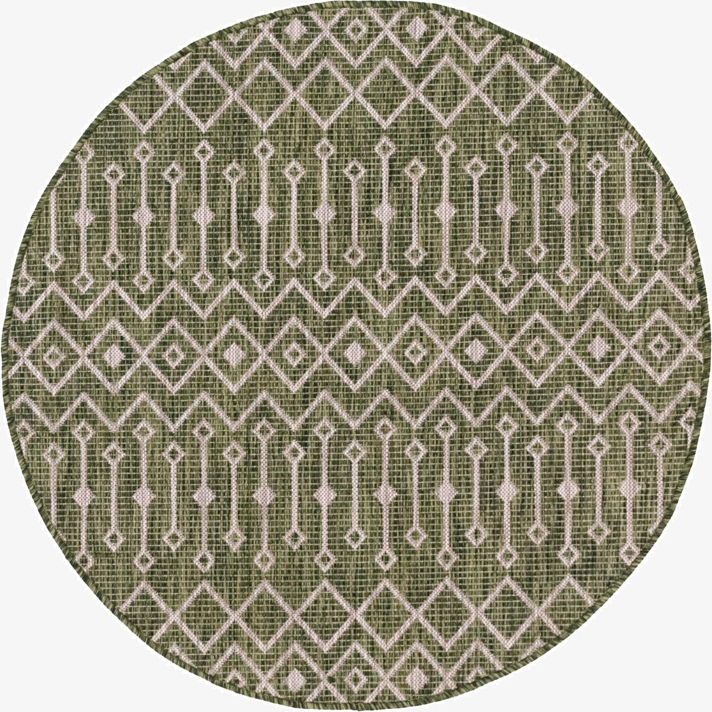 4' x 4'  Washable Lattice Indoor / Outdoor Round Rug