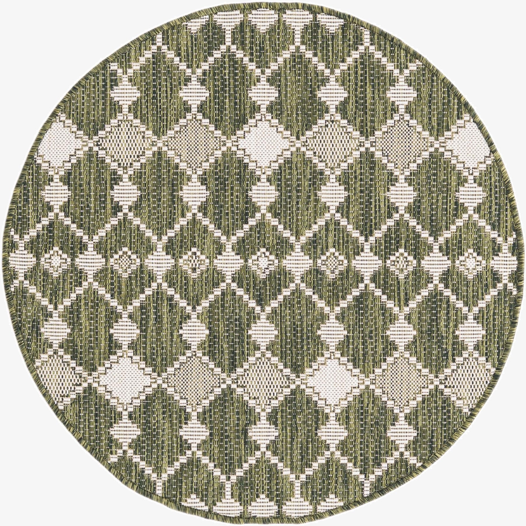  3' x 3'  Washable Lattice Indoor / Outdoor Round Rug