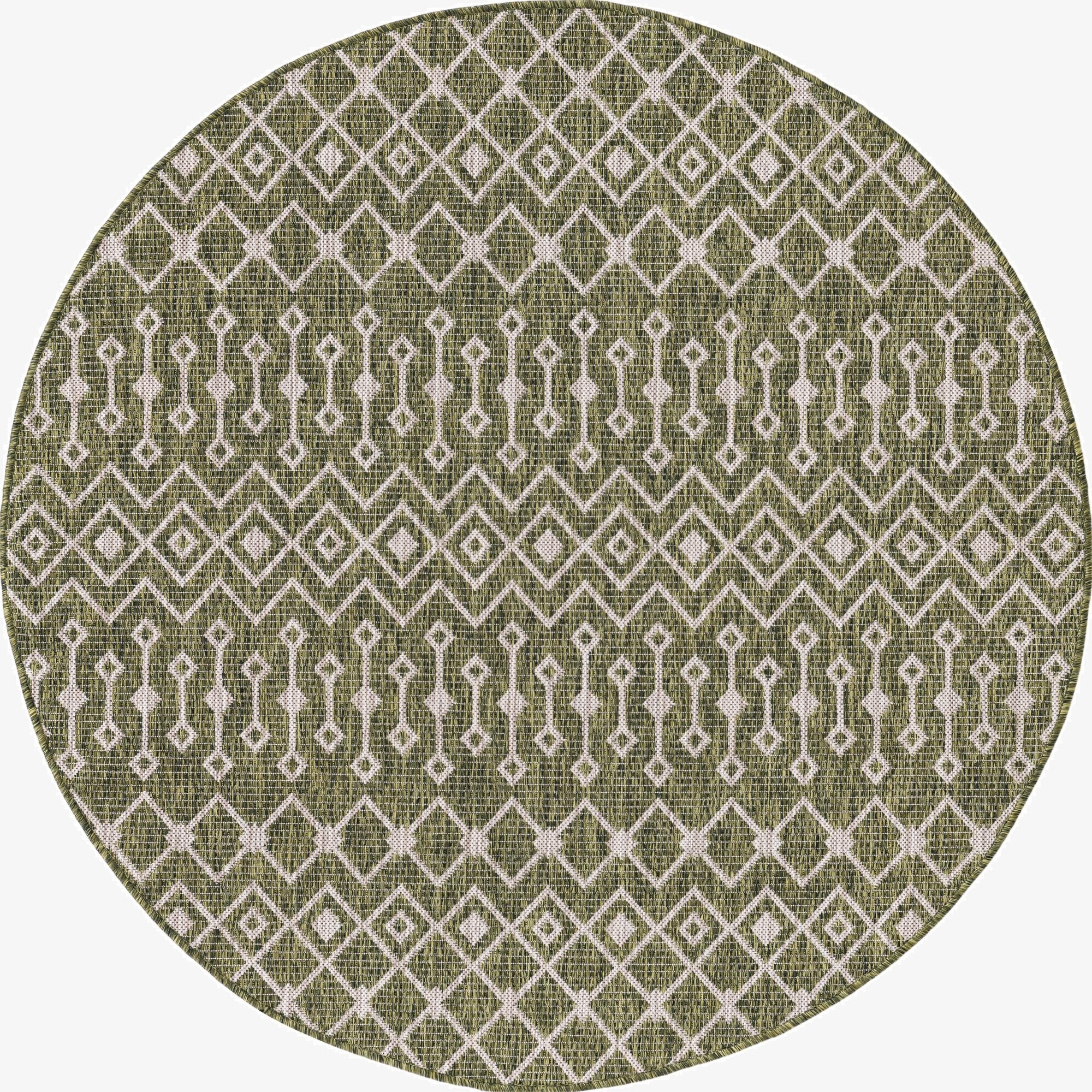  5' 3 x 5' 3  Washable Lattice Indoor / Outdoor Round Rug