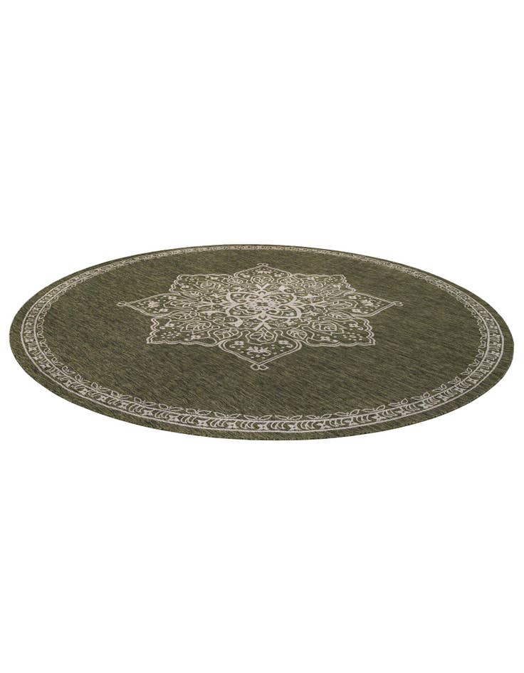 Detail image of  13' x 13'  Washable Traditional Indoor / Outdoor Round Rug