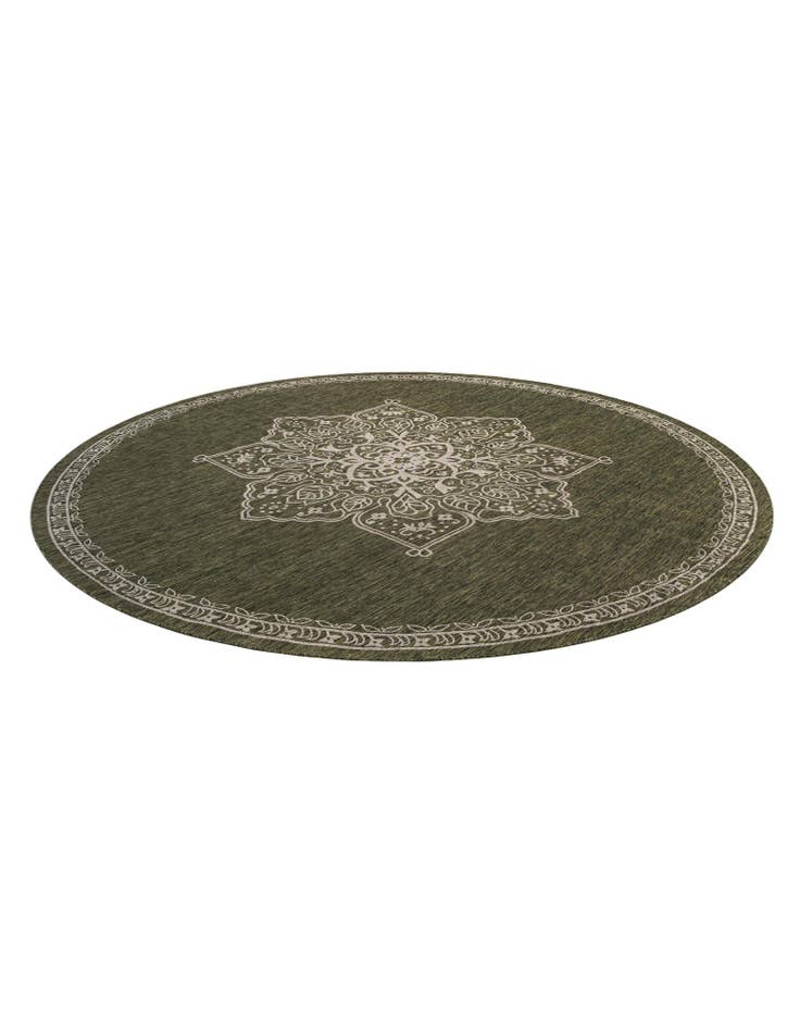 Detail image of  13' x 13'  Washable Traditional Indoor / Outdoor Round Rug