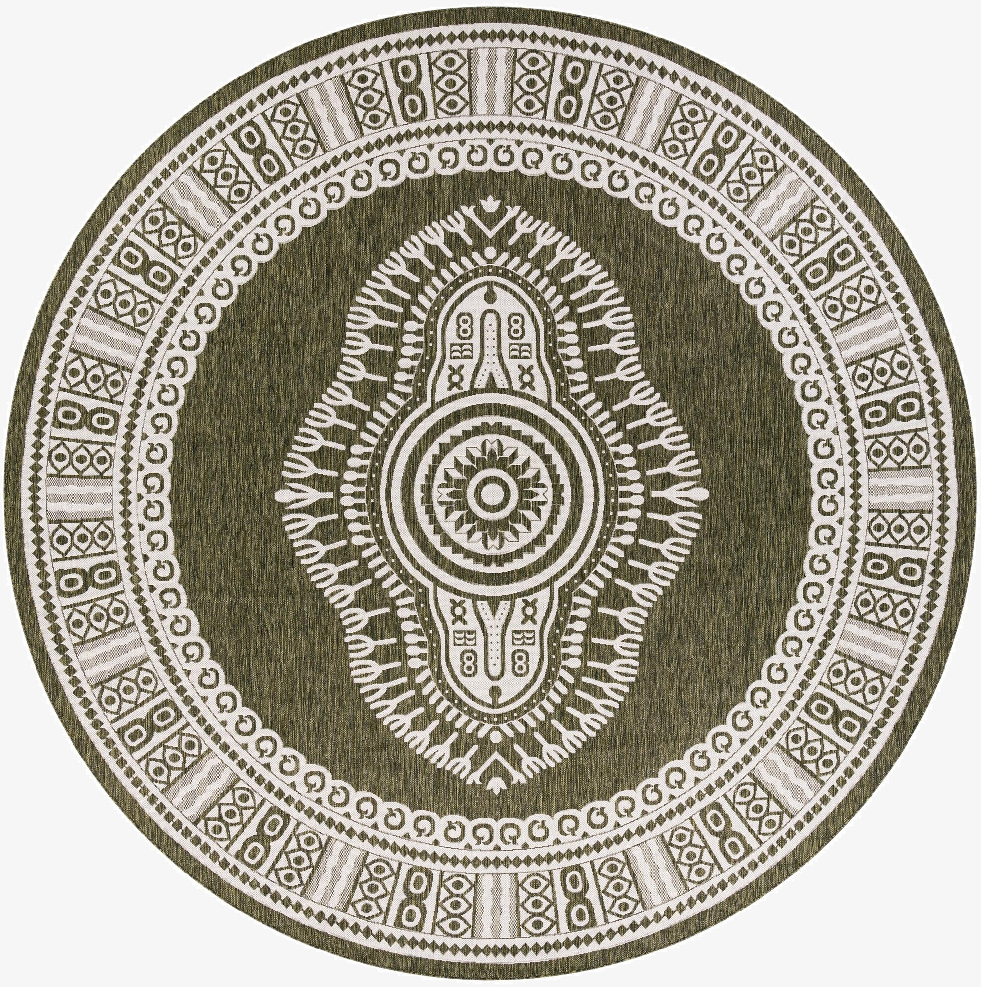  13' x 13'  Washable Traditional Indoor / Outdoor Round Rug