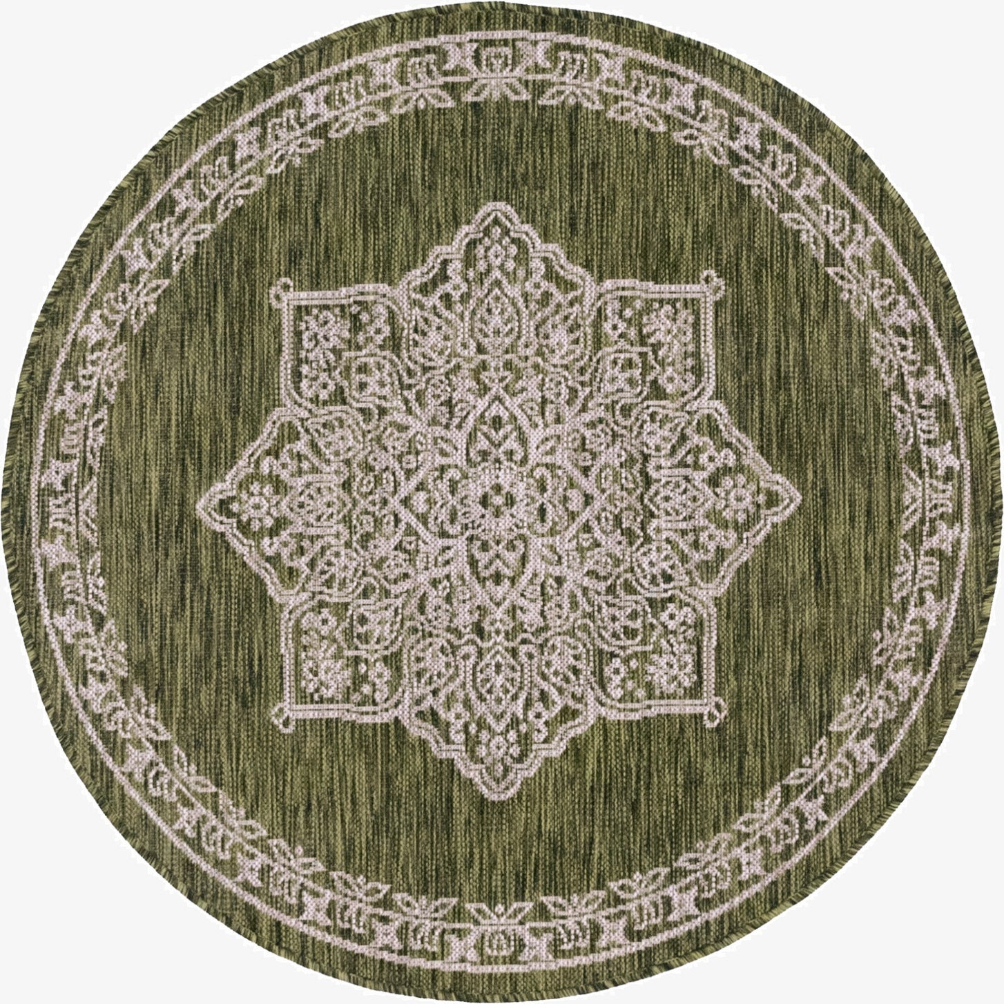  4' x 4'  Washable Traditional Indoor / Outdoor Round Rug