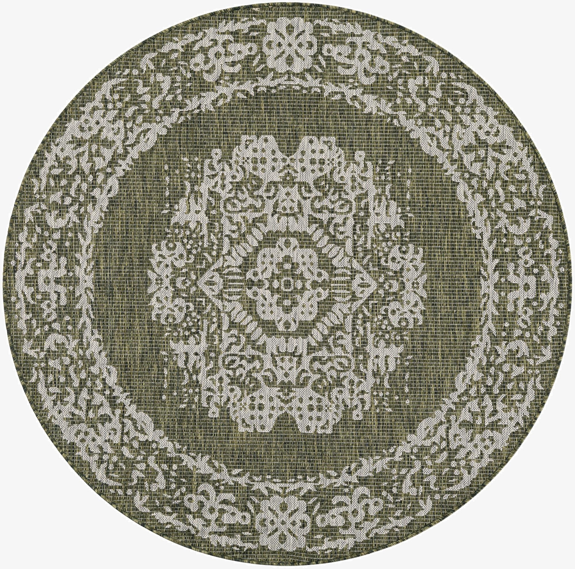  5' 3 x 5' 3  Washable Traditional Indoor / Outdoor Round Rug