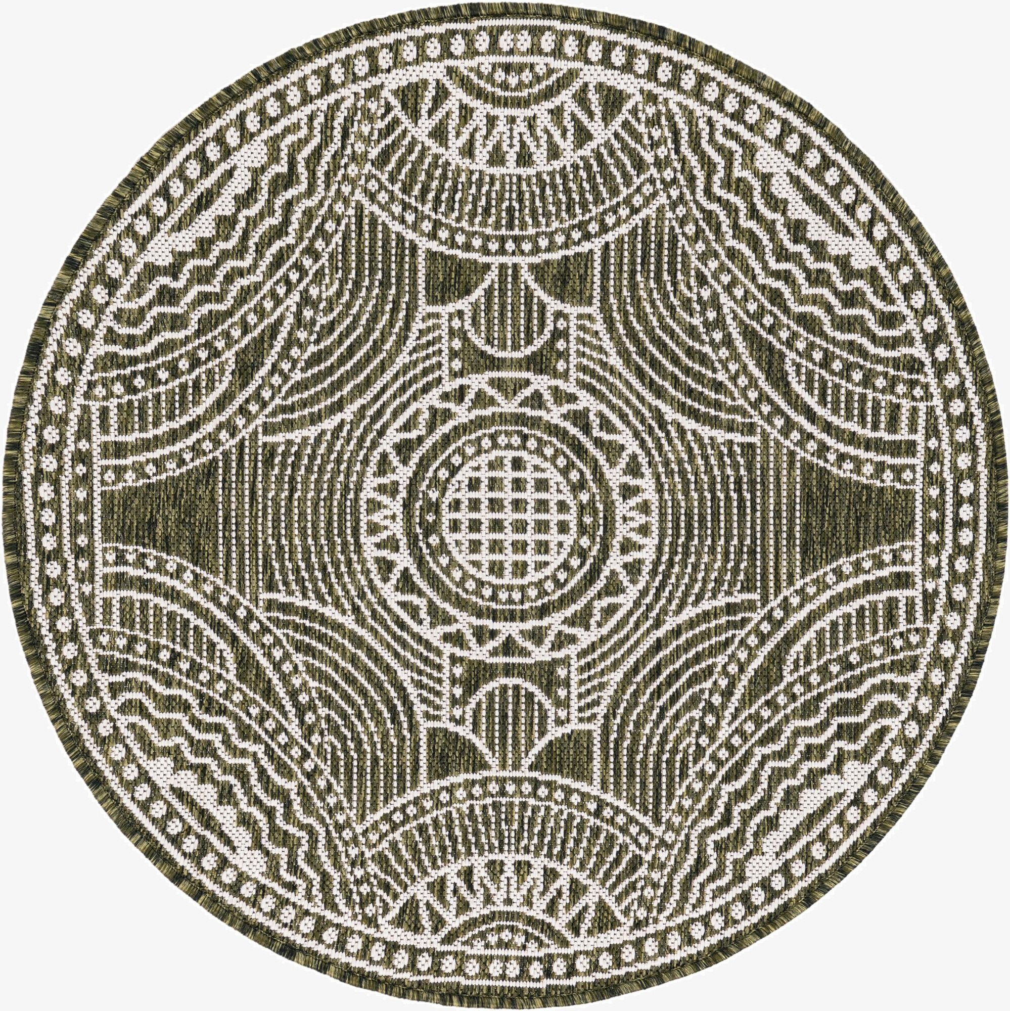  3' x 3'  Washable Traditional Indoor / Outdoor Round Rug