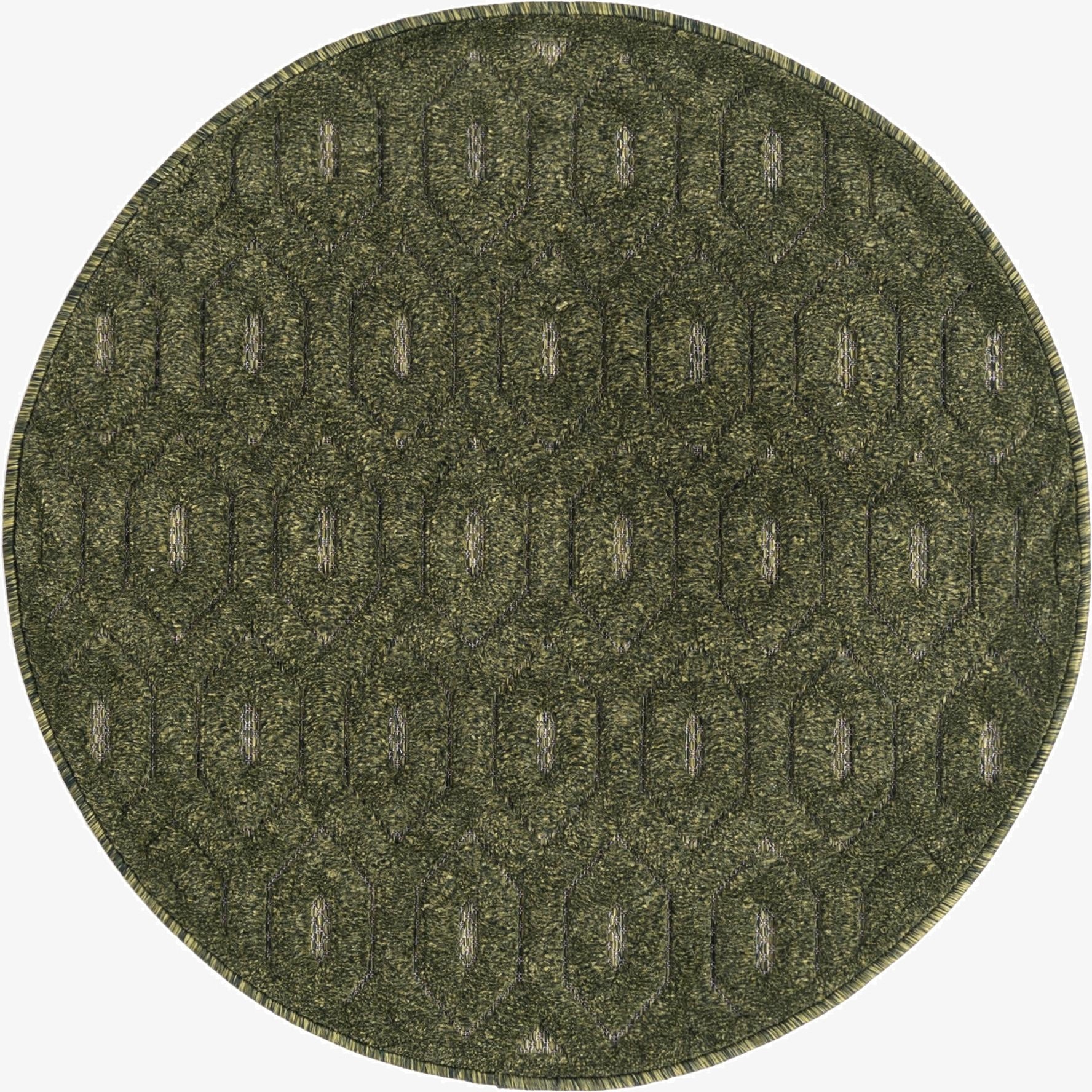 3' x 3'  Washable Trellis Textured Indoor / Outdoor Round Rug