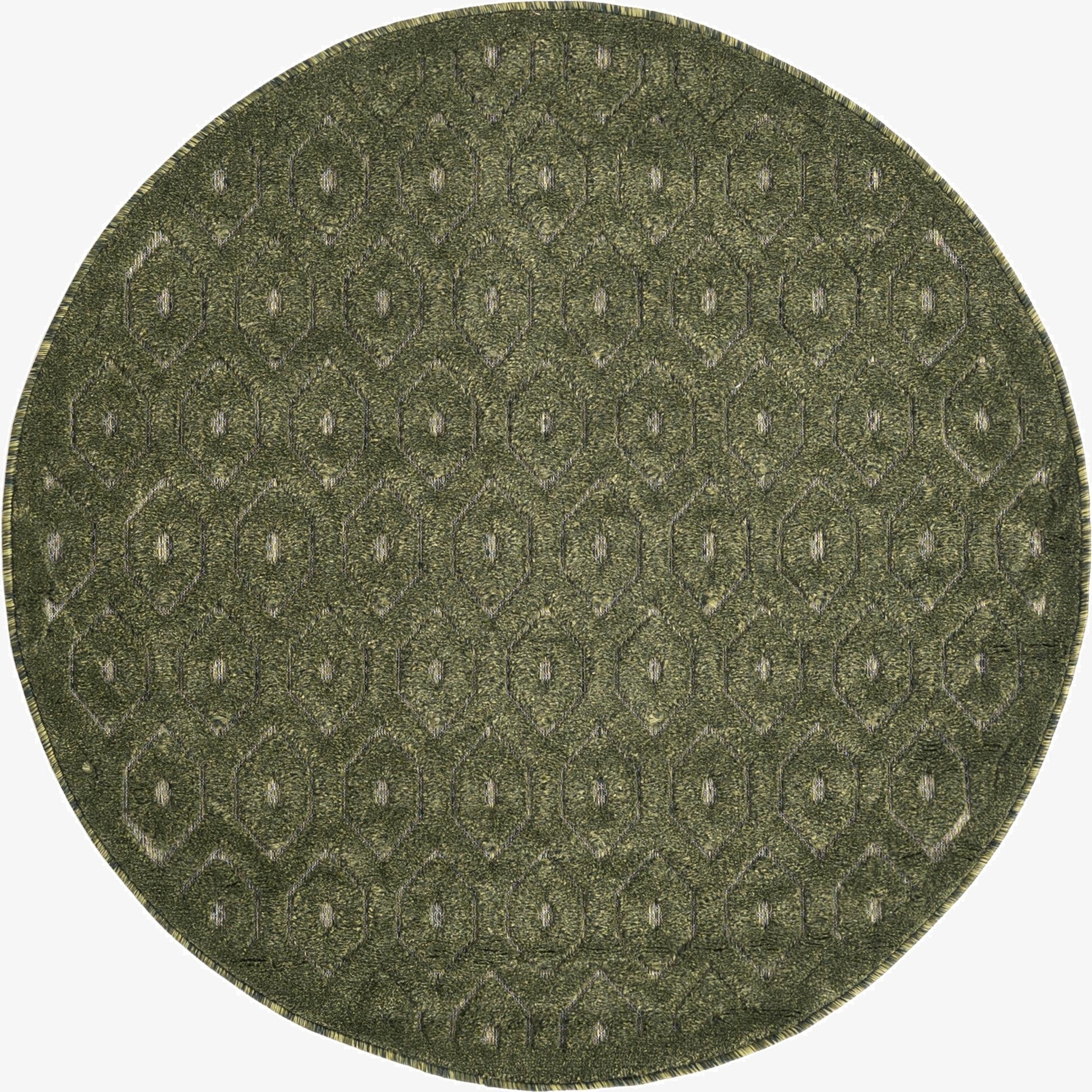  4' x 4'  Washable Trellis Textured Indoor / Outdoor Round Rug