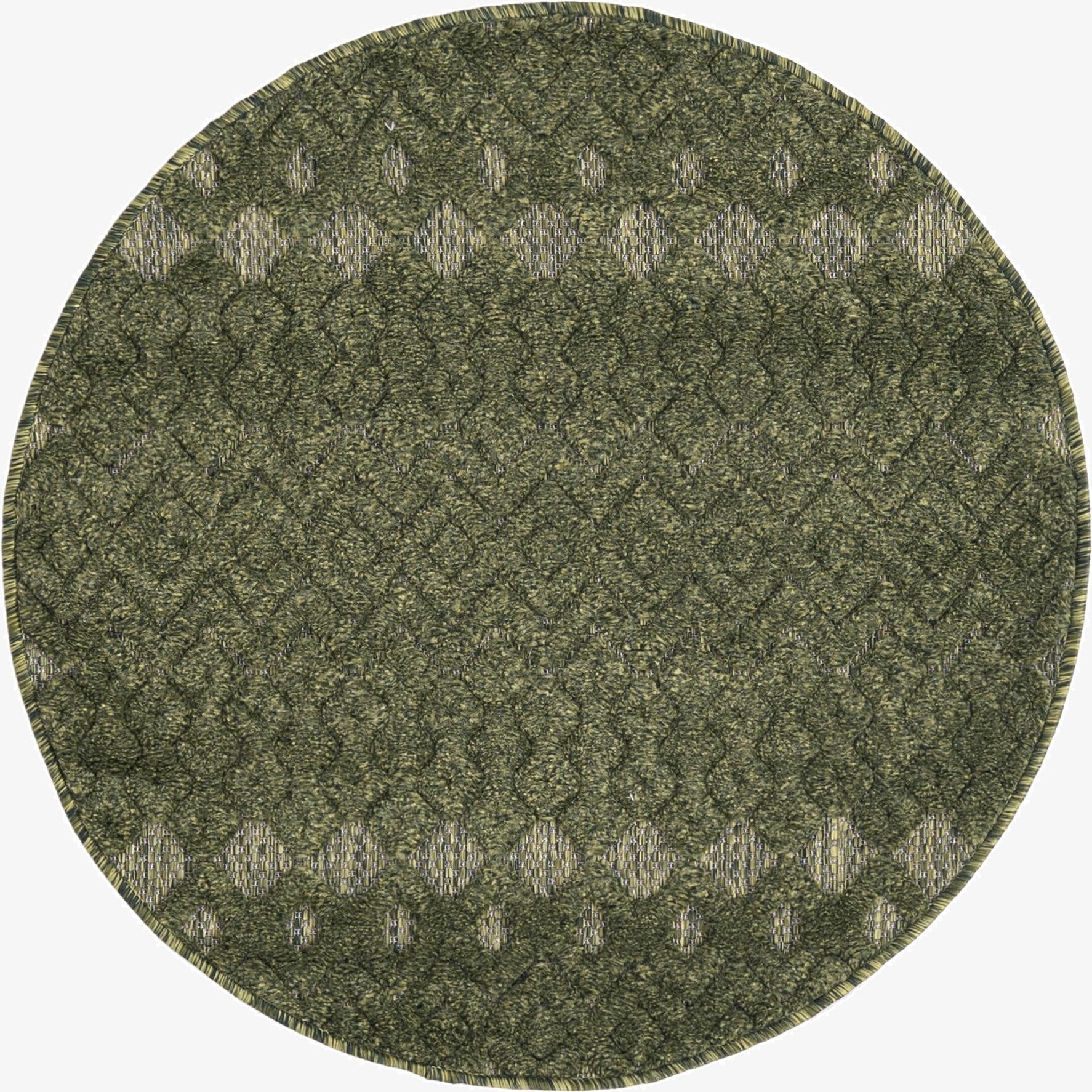  3' x 3'  Washable Trellis Textured Indoor / Outdoor Round Rug