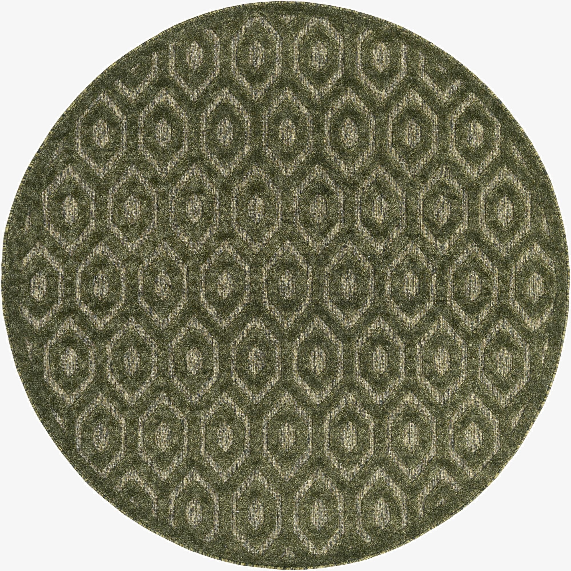  7' x 7'  Washable Trellis Textured Indoor / Outdoor Round Rug