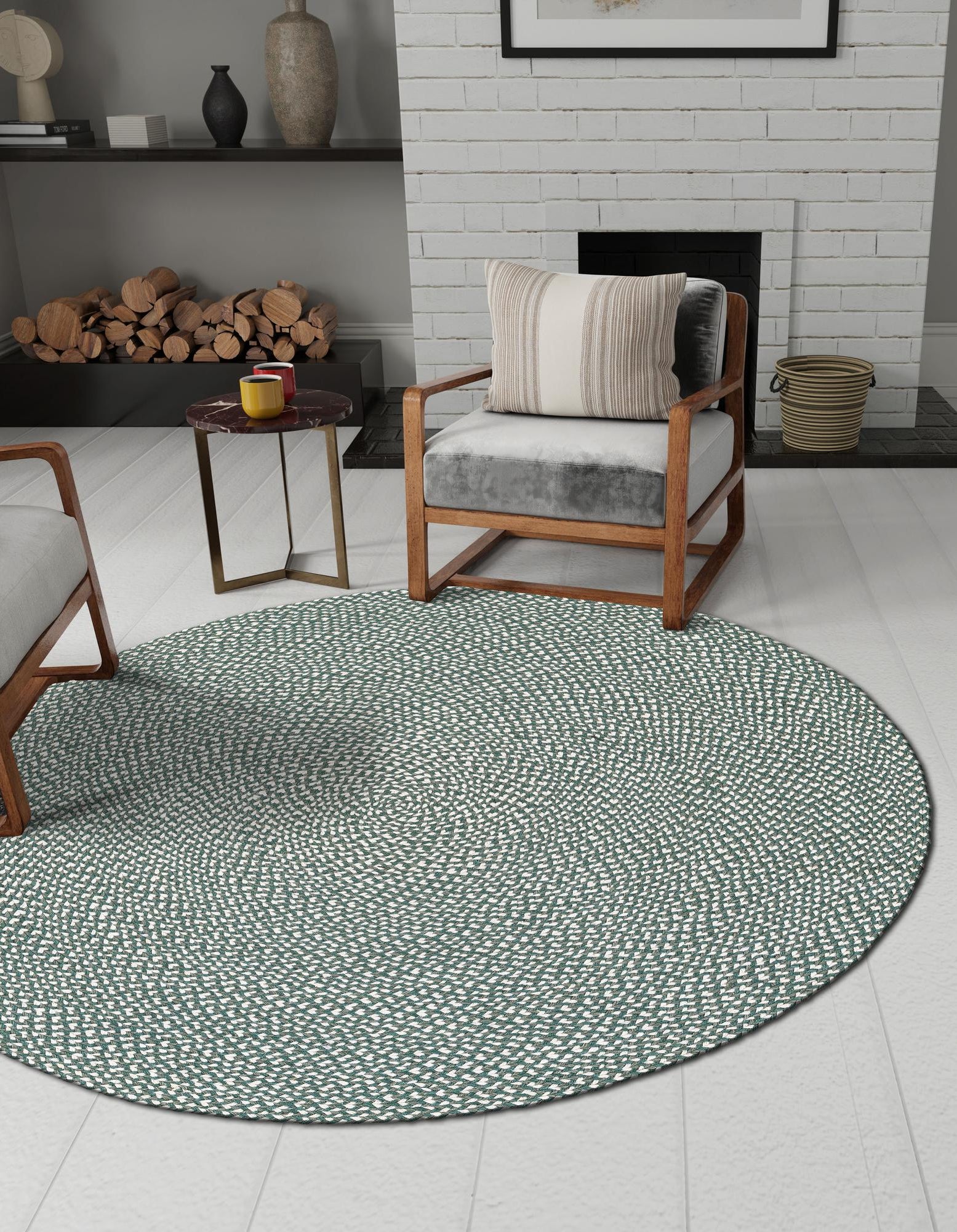 Green 10' x 10' Hand Tweed Braided Jute Round Rug | Rugs.com