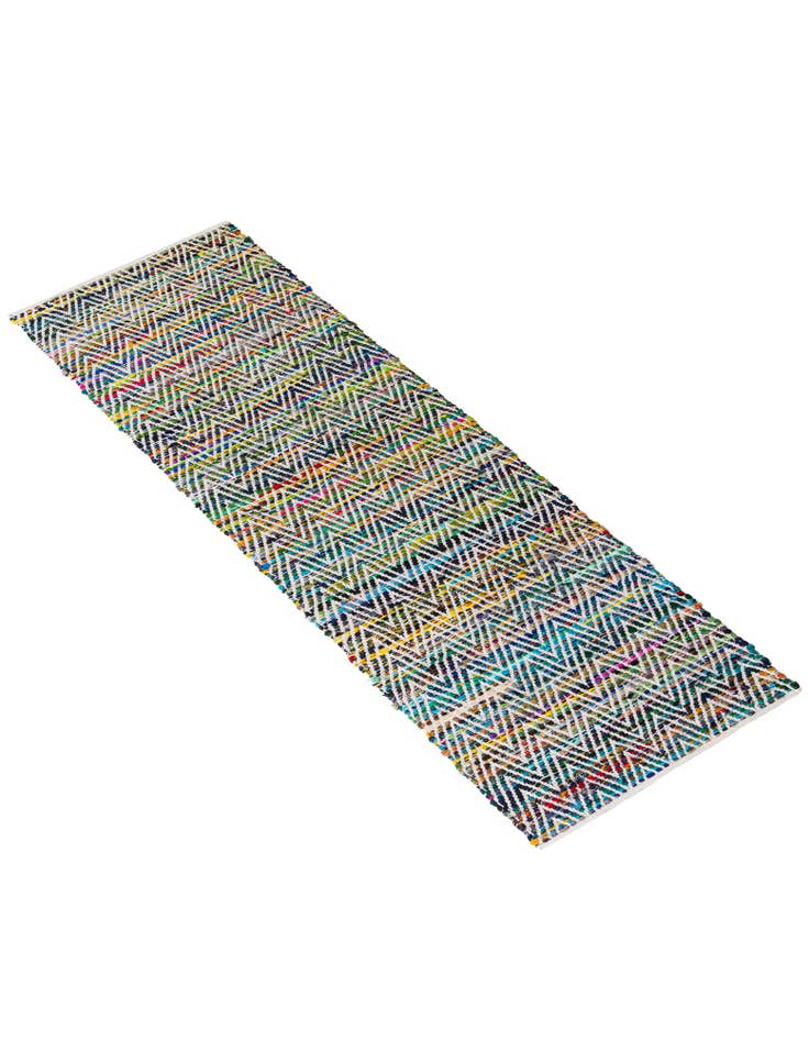 Detail image of  2' 2 x 6' 1  Hand Woven Chindi Chevron Runner Rug