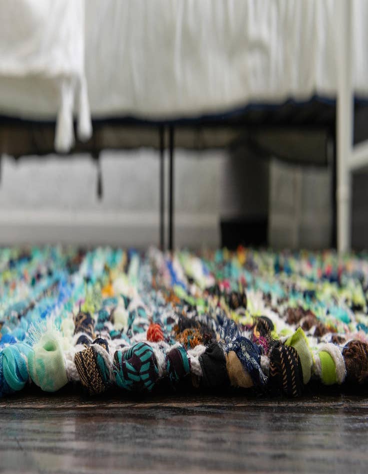 Detail image of  2' 7 x 10'  Hand Woven Chindi Chevron Runner Rug