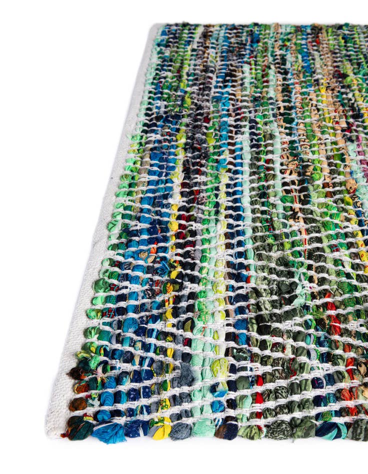 Detail image of  2' 7 x 10'  Hand Woven Chindi Chevron Runner Rug