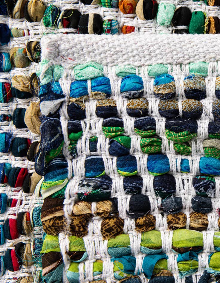 Detail image of  2' 7 x 10'  Hand Woven Chindi Chevron Runner Rug