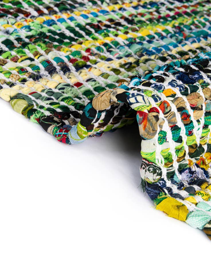 Detail image of  2' 7 x 10'  Hand Woven Chindi Chevron Runner Rug