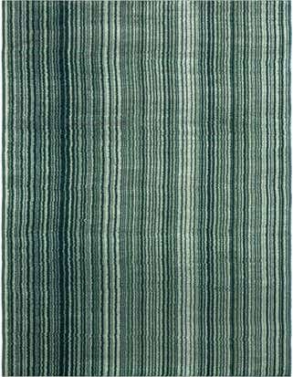 A long, rectangular 20 ft runner rug in varying shades of green, featuring a textured striped pattern, ideal for a hallway.