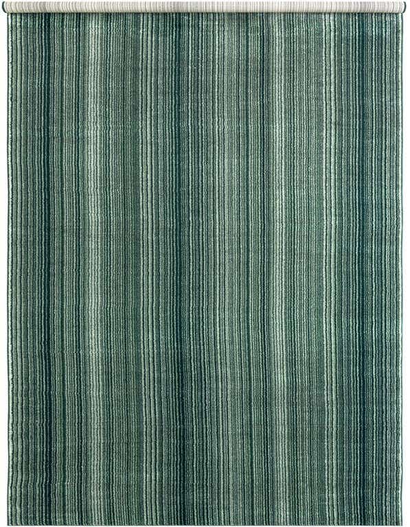 A 26 ft runner rug from the Gemstone collection, featuring vertical stripes in varying shades of green, ideal for a long hallway or patio.