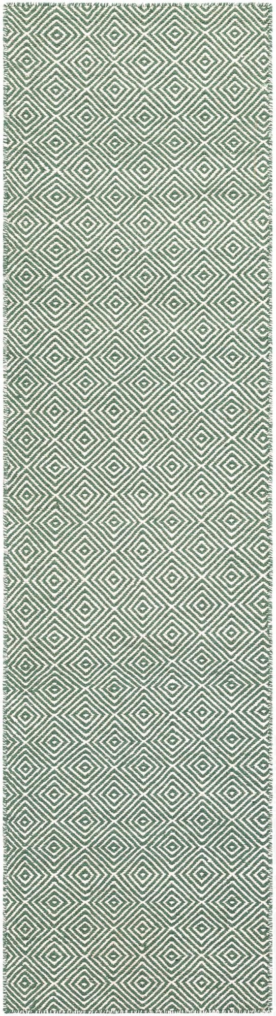  2' x 8'  Hand Woven Geo Trellis Flatweave Runner Rug