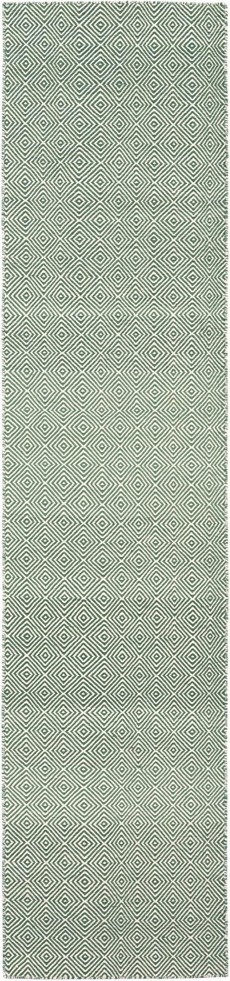  2' 7 x 12'  Hand Woven Geo Trellis Flatweave Runner Rug