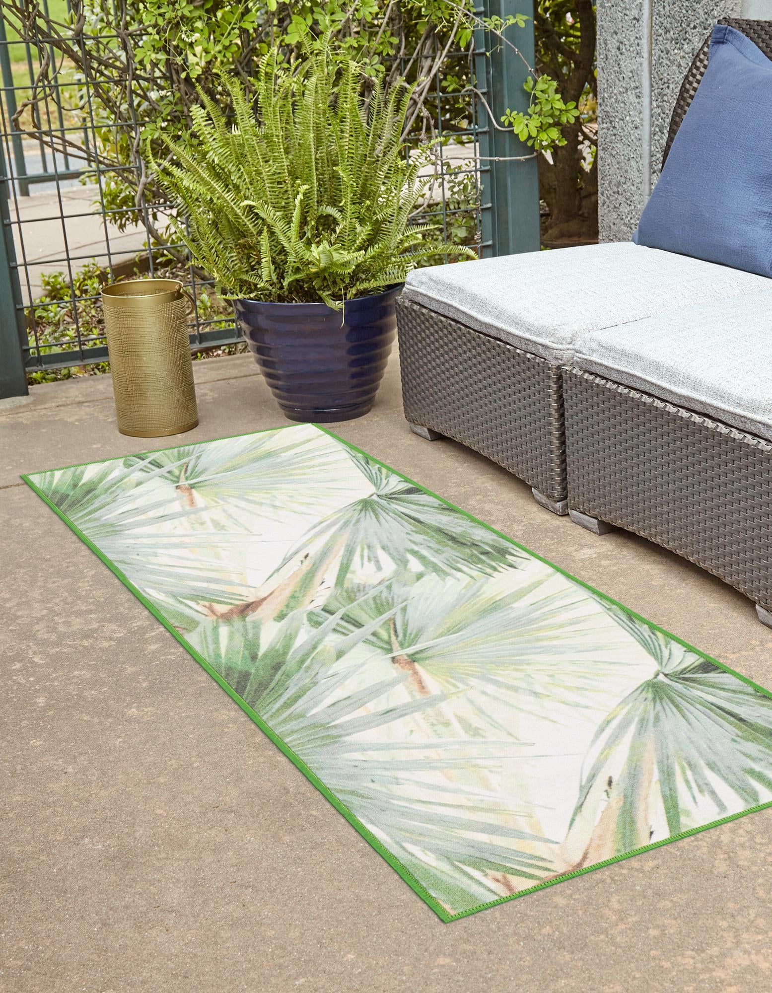 Green 2' x 8' Jill Zarin Caribbean Indoor / Outdoor Runner Rug | Rugs.com