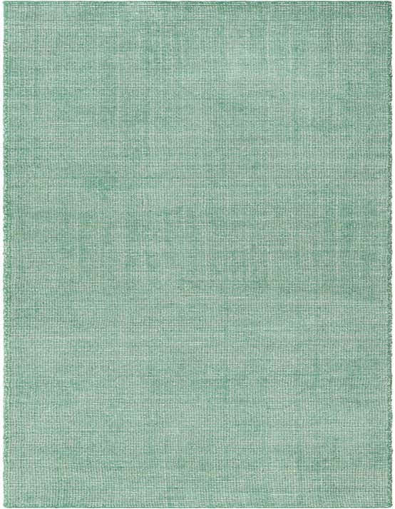 A 10 ft runner rug from the Jill Zarin English Manor collection, featuring a textured, solid green pattern.