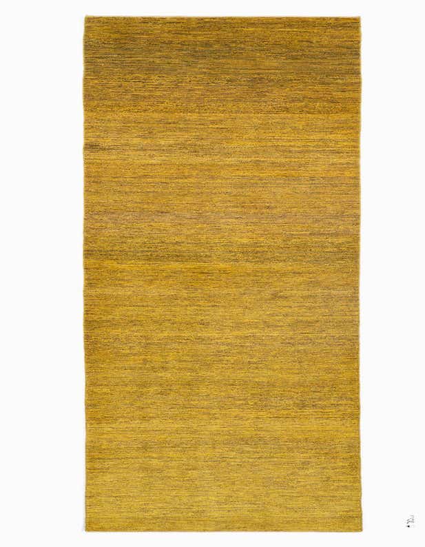 A 13 ft Kashkuli runner rug in varying shades of green, featuring a subtle Persian pattern, ideal for a hallway.