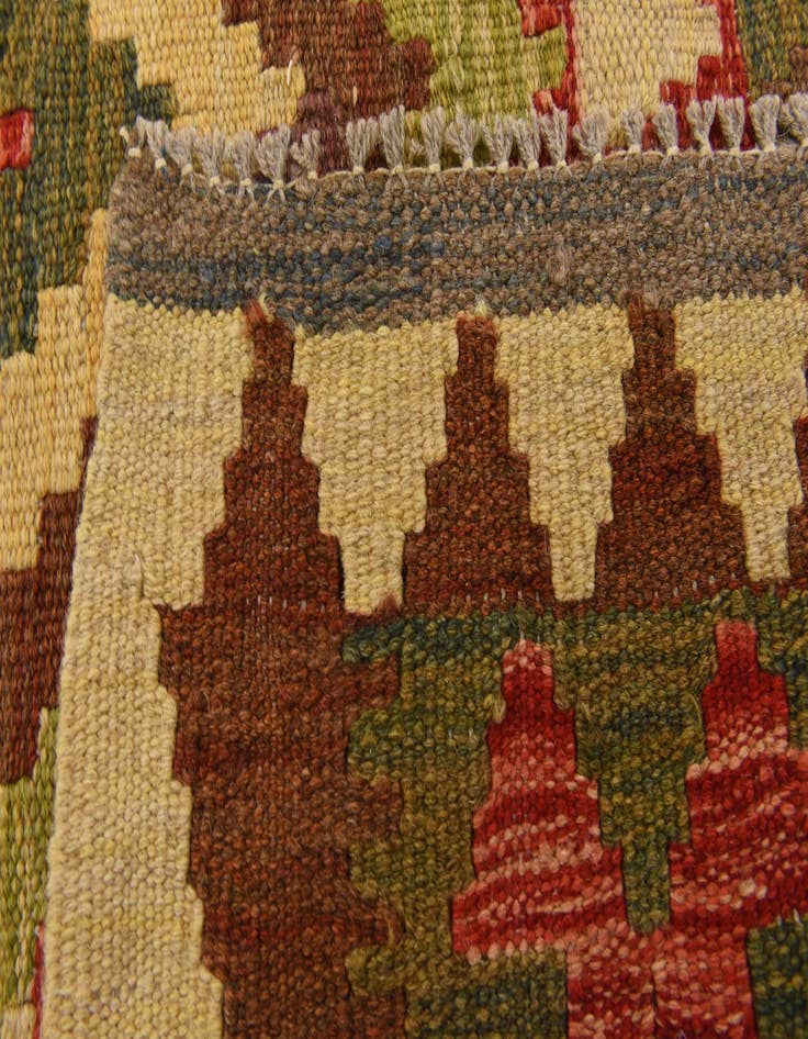 Detail image of  3' 3 x 6' 3  Hand Woven Kilim Maymana Wool Runner Rug