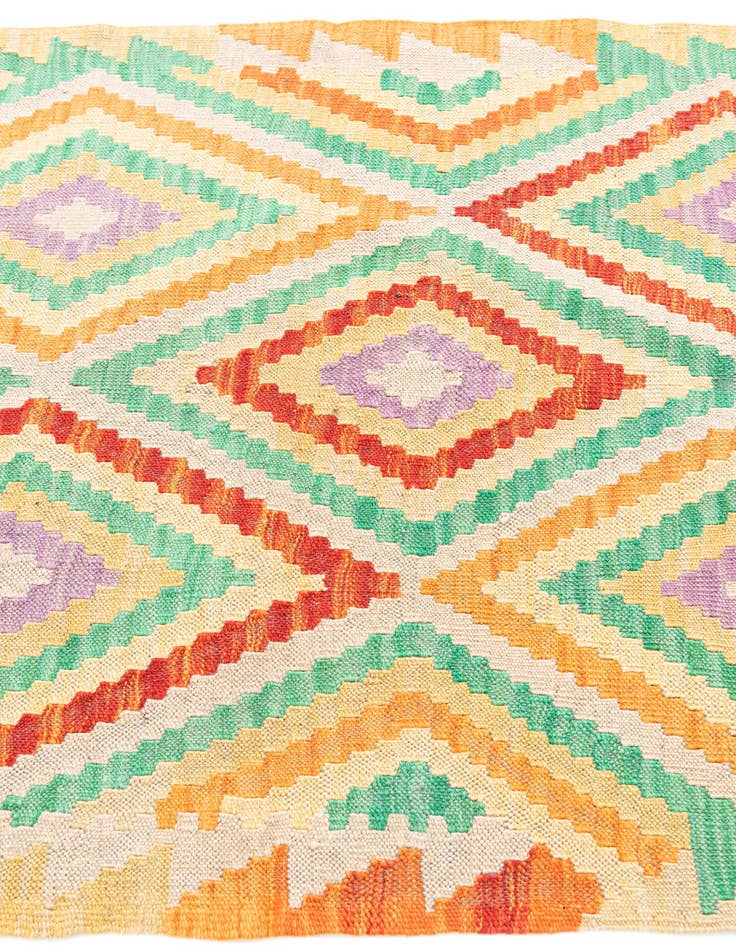 Detail image of 2' 9 x 10' 3 Hand Woven Kilim Maymana Wool Runner Rug