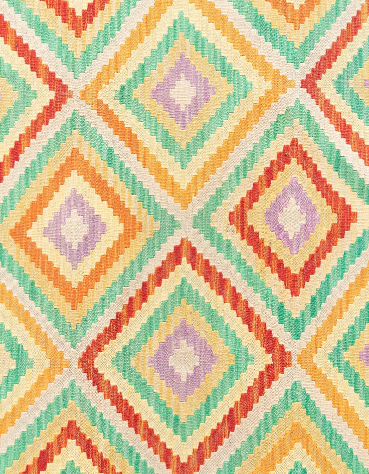 Detail image of 2' 9 x 10' 3 Hand Woven Kilim Maymana Wool Runner Rug