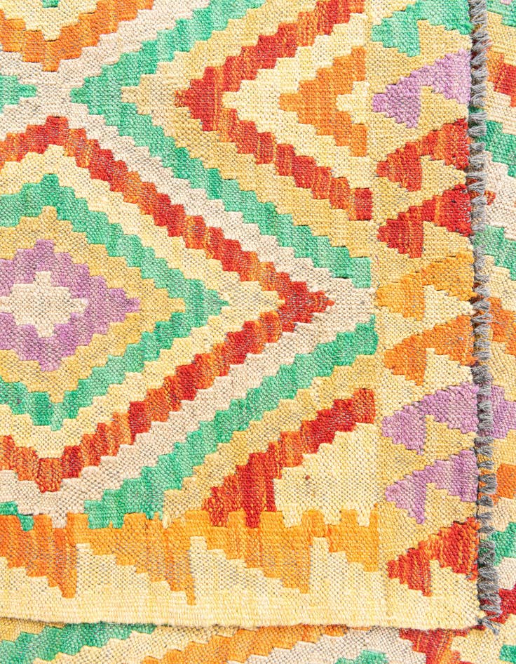 Detail image of 2' 9 x 10' 3 Hand Woven Kilim Maymana Wool Runner Rug