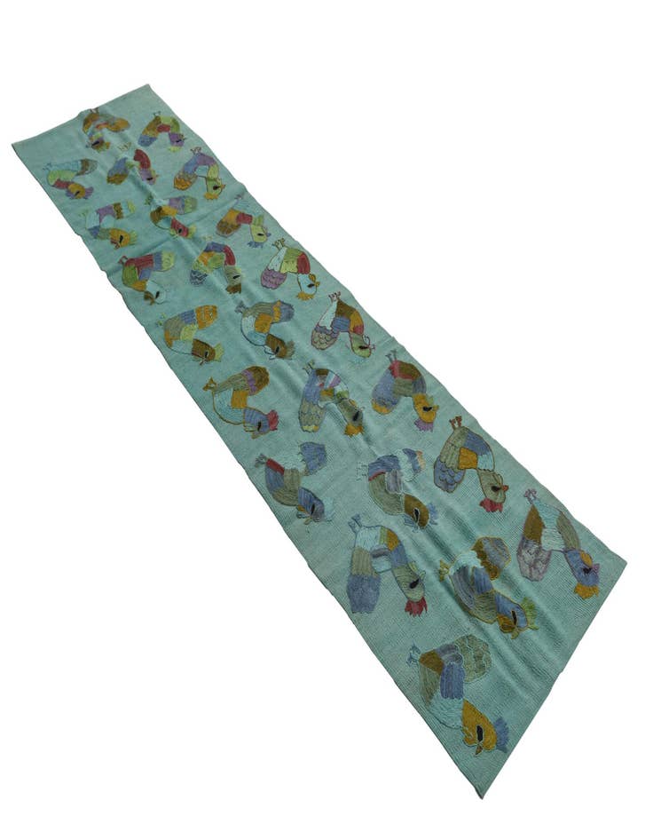 Detail image of  2' 4 x 9' 3  Hand Woven Kilim Suzani Wool Runner Rug