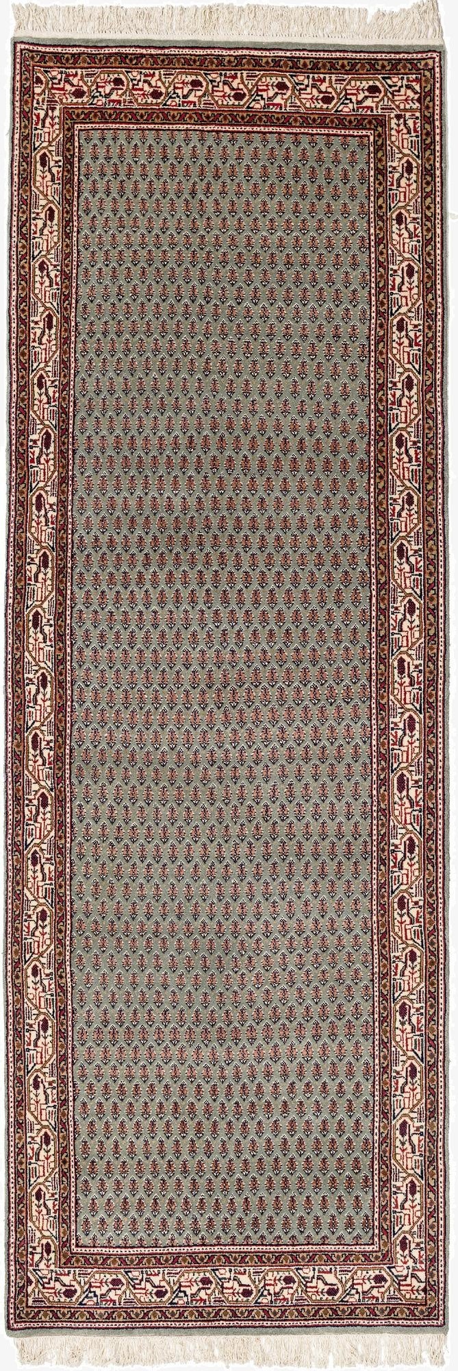  3' 2 x 9' 3  Hand Knotted Mir Oriental Wool Runner Rug