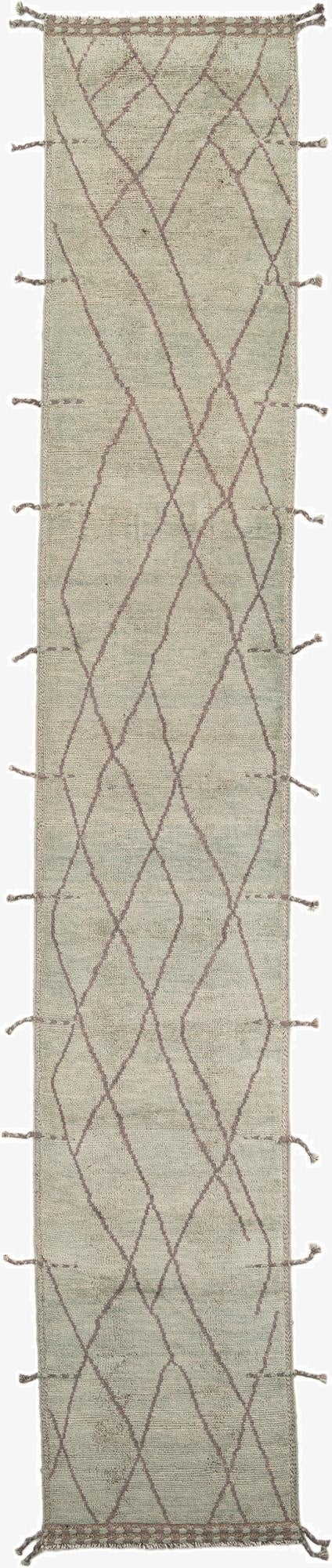  3' 1 x 18' 7  Hand Knotted Moroccan Wool Runner Rug