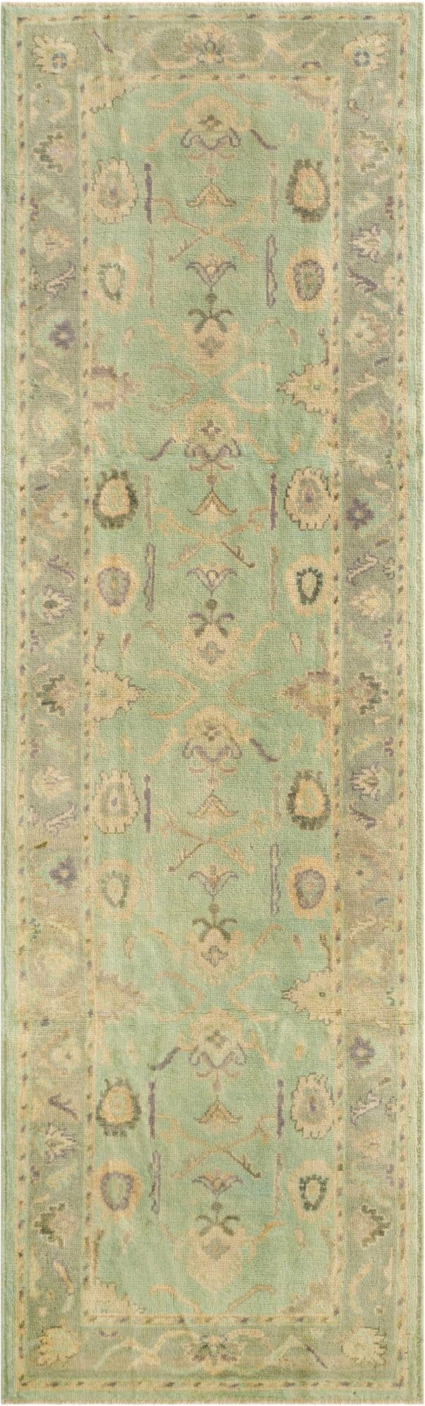  2' 11 x 9' 9  Hand Knotted Oushak Wool Runner Rug