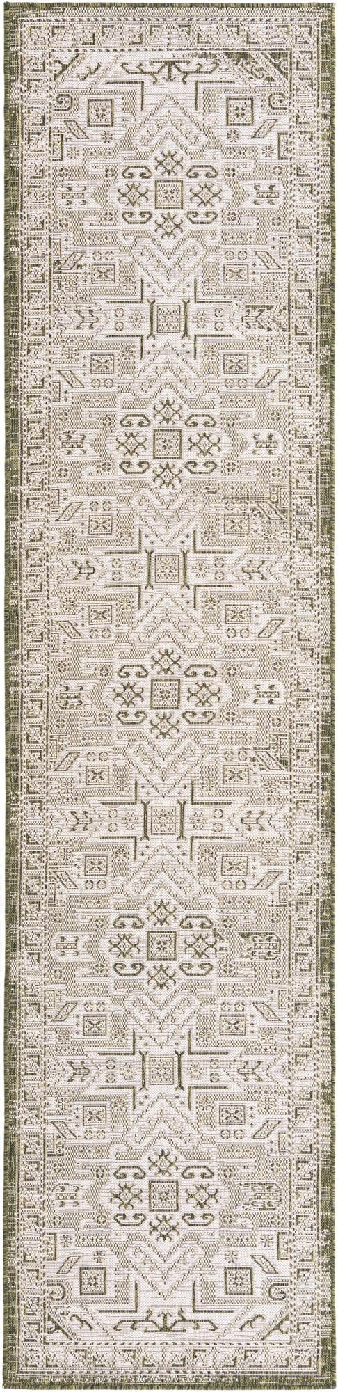  2' 7 x 12'  Washable Aztec Indoor / Outdoor Runner Rug