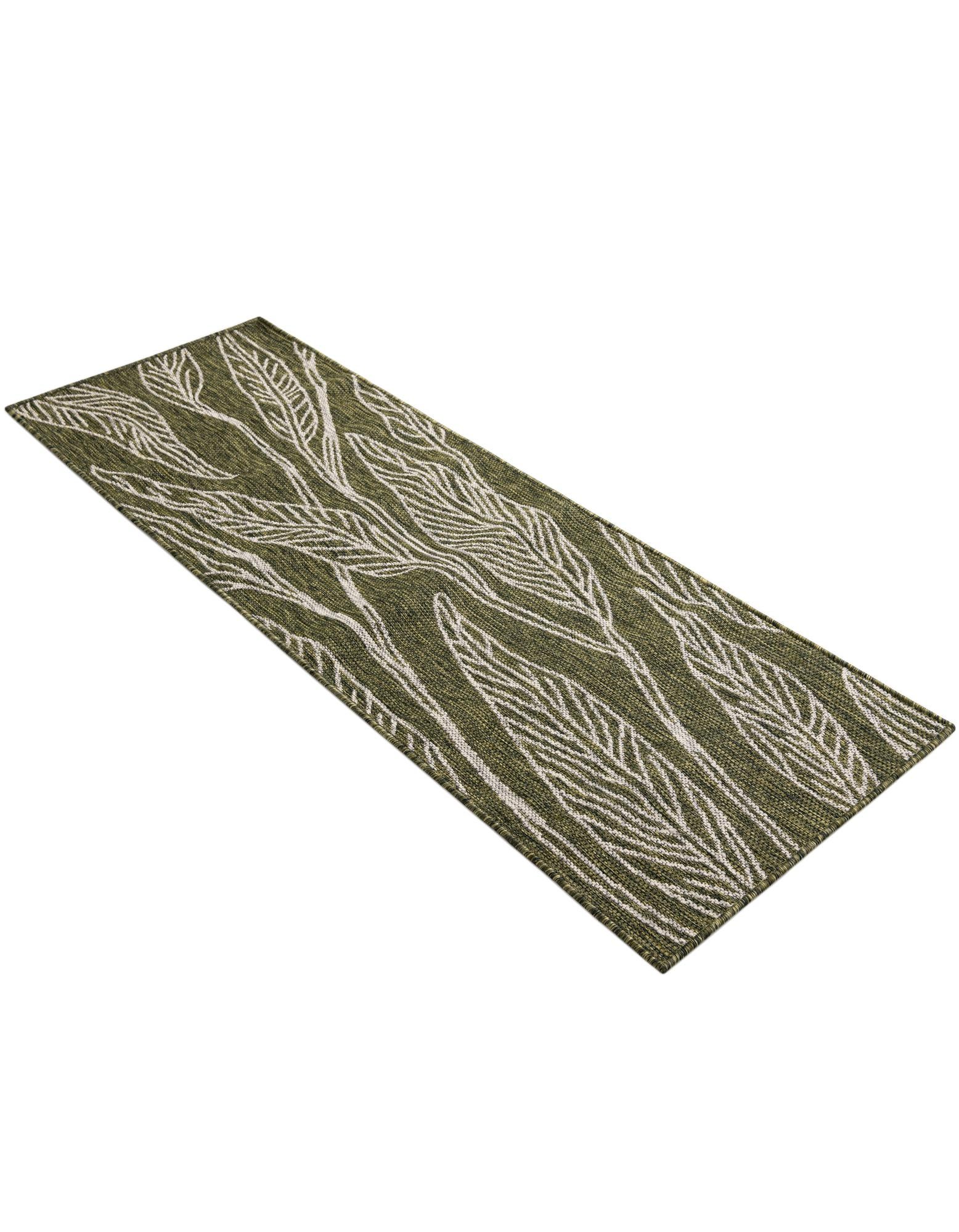 Green 2' x 6' Botanical Indoor / Outdoor Runner Rug | Rugs.com